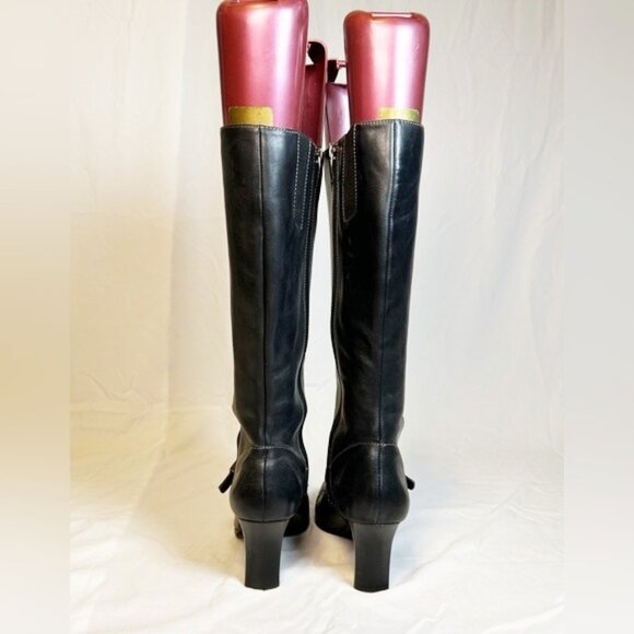 Worthington Black Genuine Leather Knee High Zip Boots~8~ - Picture 5 of 7